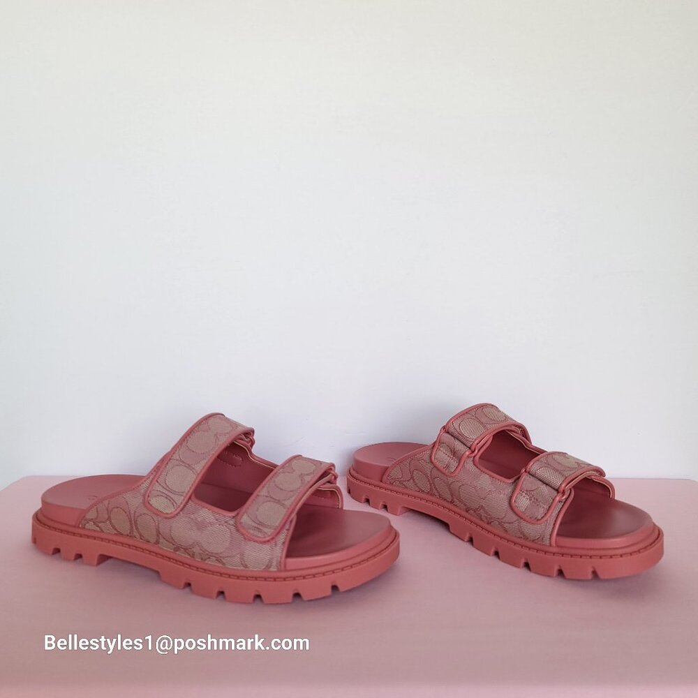 COACH Two-Band Sport Slide In Signature Jacquard- Women’s Size 9B- True Pink ⭐ - Picture 8 of 16